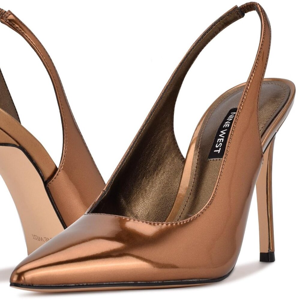 Nine West Brown Metallic Slingbacks